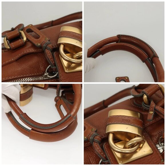 Chloe Paddington Shoulder Bag Leather Brown Gold Auth ep8587 - Picture 16 of 16